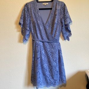 Light blue dress with floral lace pattern